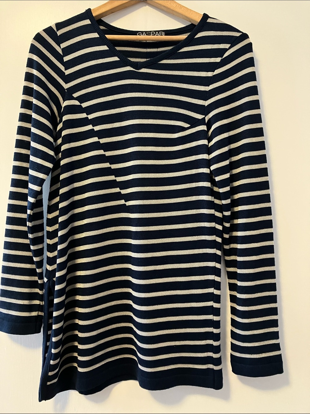 Gaspari Navy & Cream AsymetricalKnit  Tunic -Great Quality Like New Montréal